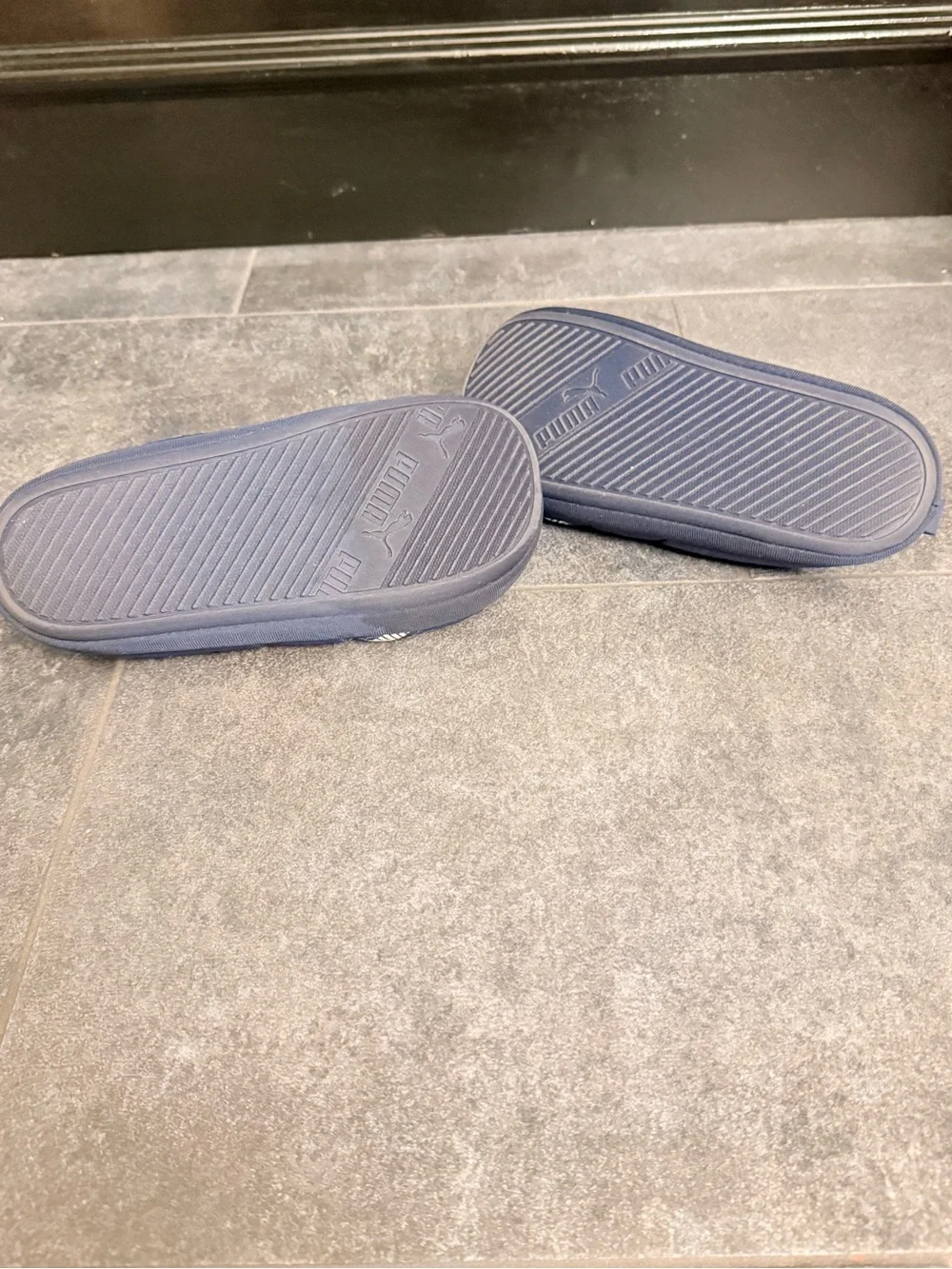 Puma Kids Navy Quilted Slip-On Slippers